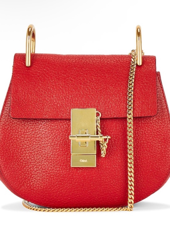 Chloe Handbags - Chloé Red Pebbled Leather Crossbody with Gold Lock